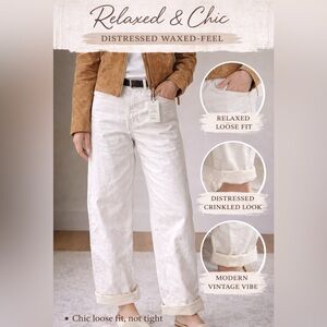 ZARA White Waxed Cracked Jeans Relaxed Fit Size 2 NEW!